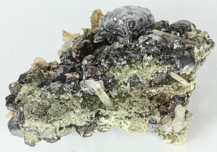 Sphalerite Crystal Cluster with Quartz & Galena - Bulgaria #62243